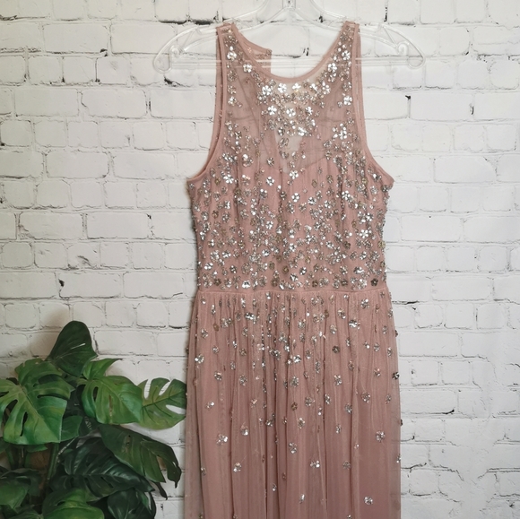 BHLDN Anthropologie Mauve Sequin Formal Gown Dress Size 4 Prom Bridesmaid Flawed - Picture 16 of 16